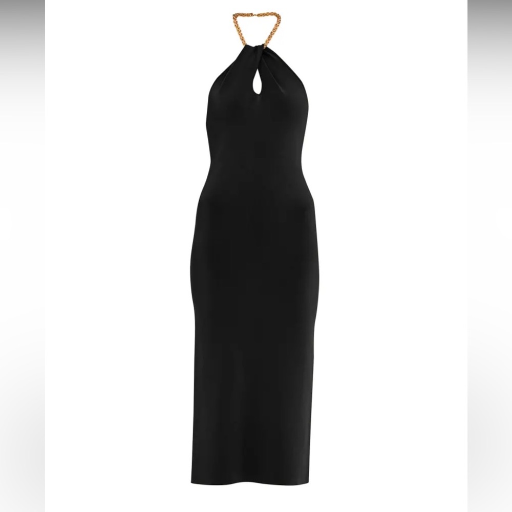 Galvan London Cleopatra Chain Necklace Halter Midi Dress Small NWT